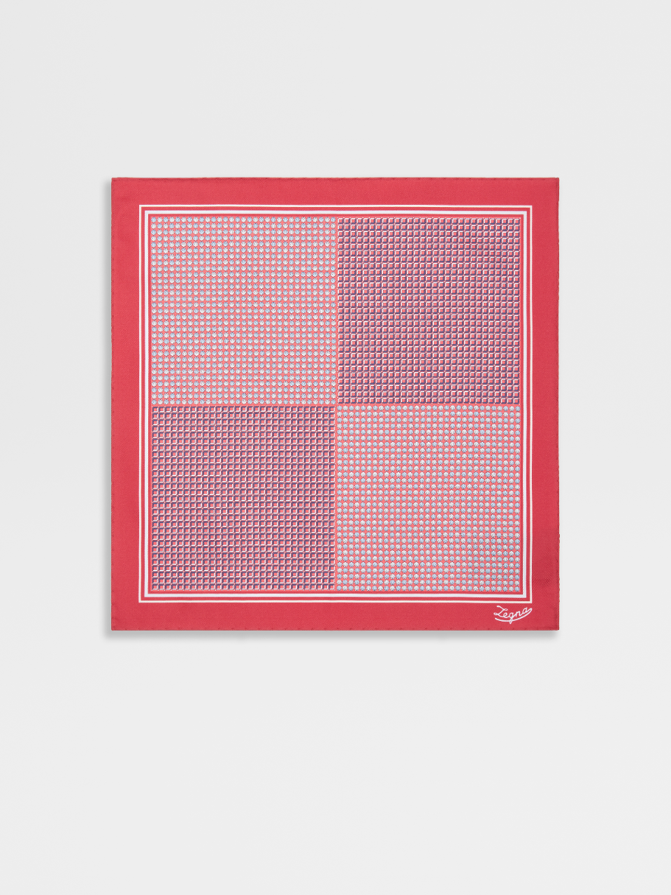 Red Geometric Pattern Silk Pocket Square